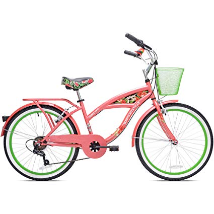 2434; Girls Margaritavill Island Life Multi Speed Bicycle, Coral/Green