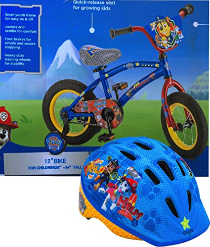 Children’s Bike Featuring Paw Patrol 12 Inch Bike with Paw Patrol Safe Bike Helmet Age 3-5